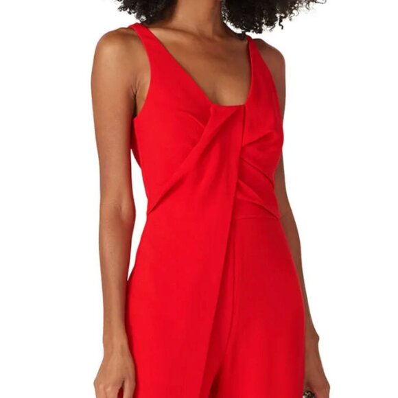 Trina Turk Hedy Jumpsuit Sleeveless V-Neck Pleated Front Straight Leg Red 8 - Picture 2 of 8